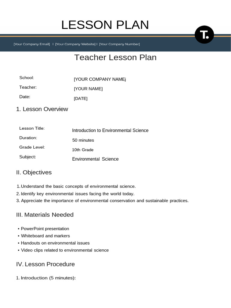 Teacher Lesson Plan Template | PDF