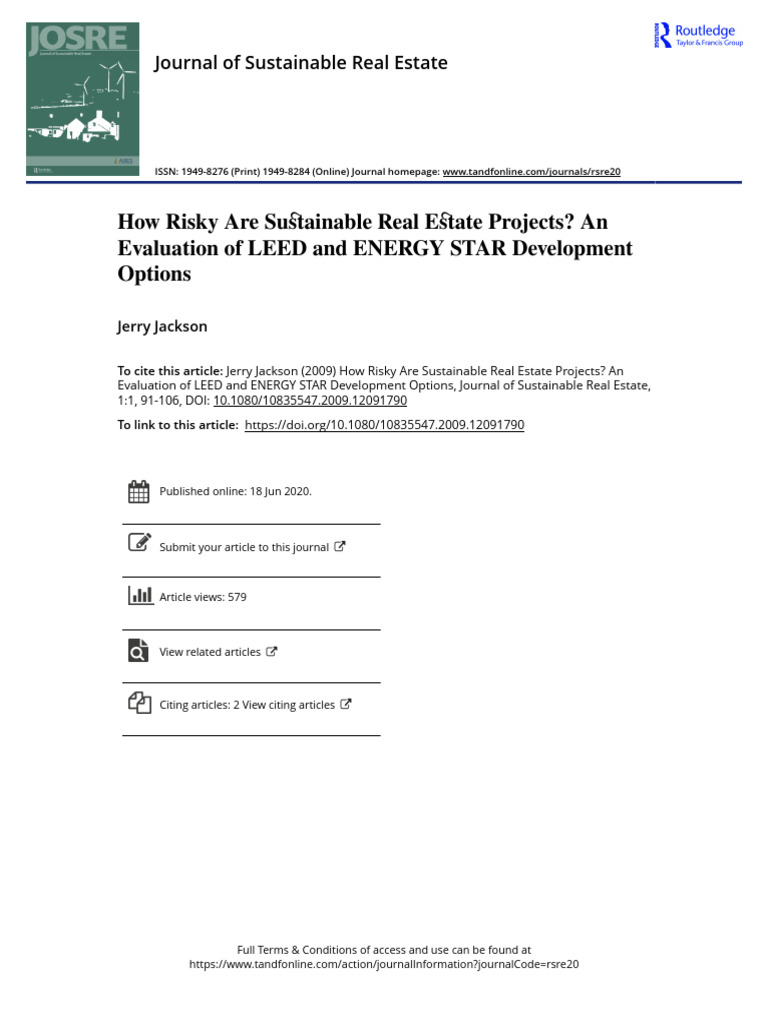 Jackson 2009_How Risky Are Sustainable Real Estate Projects An ...
