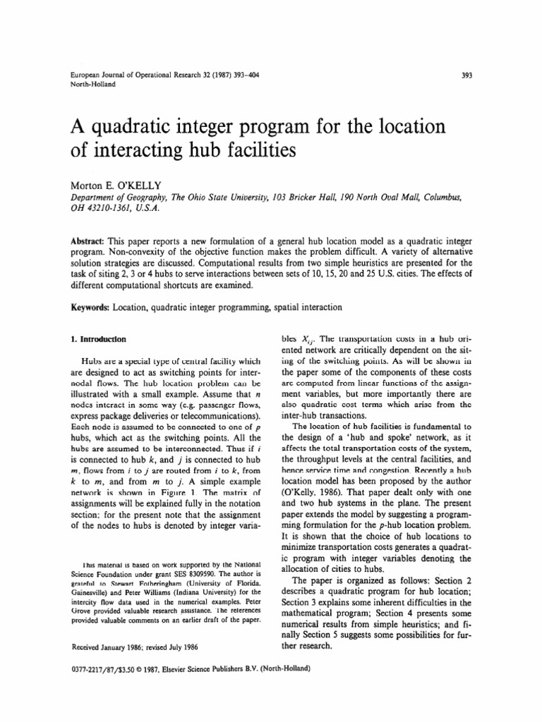 A Quadratic Integer Program For The Location | PDF | Matrix ...