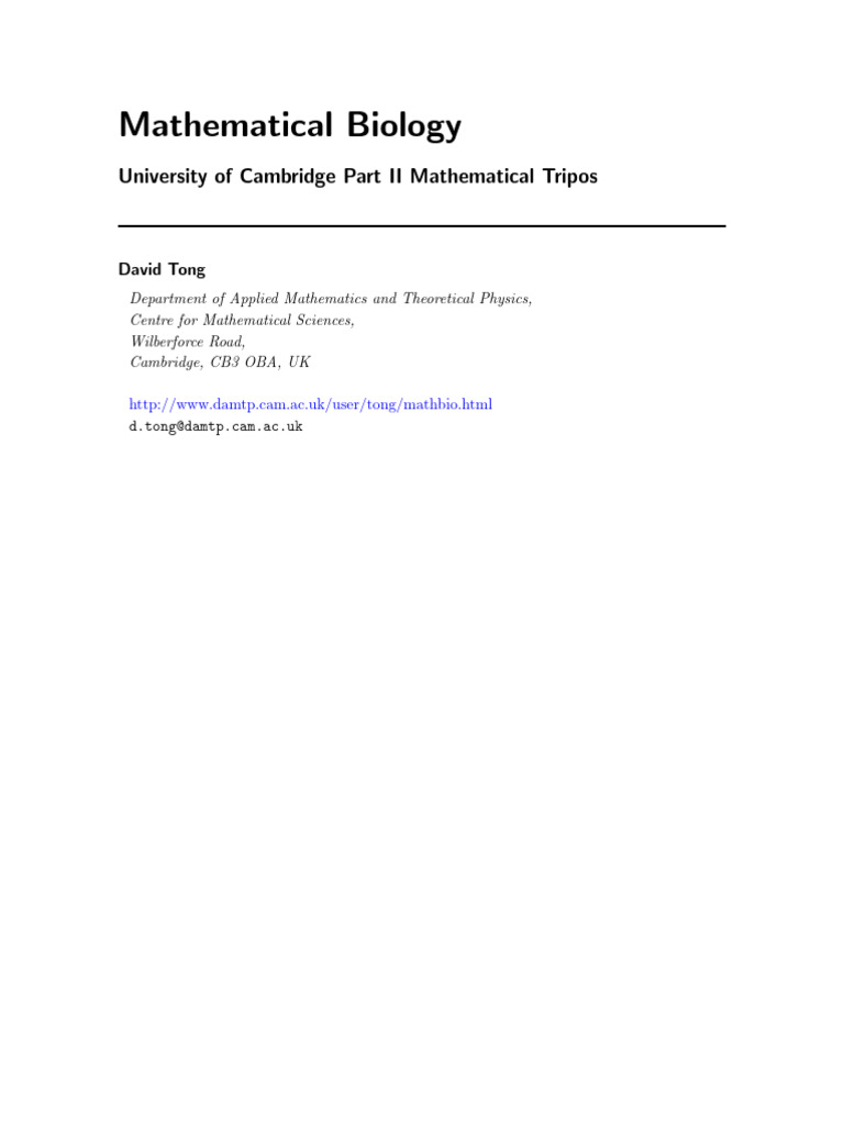 Math Bio | PDF | Mutation | Equations
