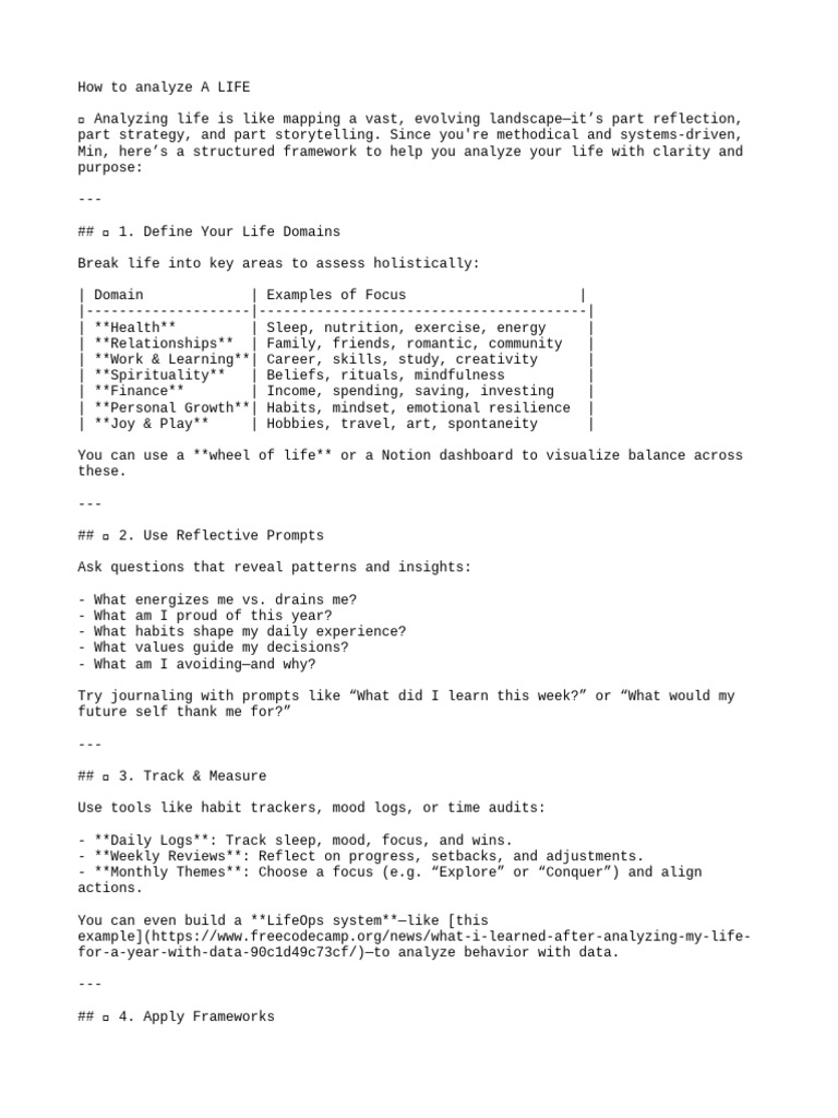 How to Analyze a LIFE | PDF | Behavior Modification | Psychology