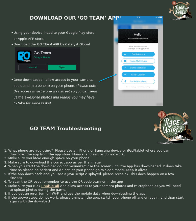 Go Team App Download Instructions | PDF