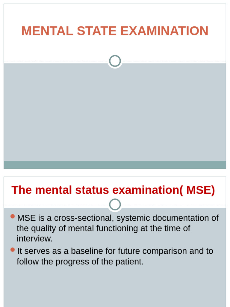 Mental State Examination | PDF | Cognitive Psychology | Mental Processes