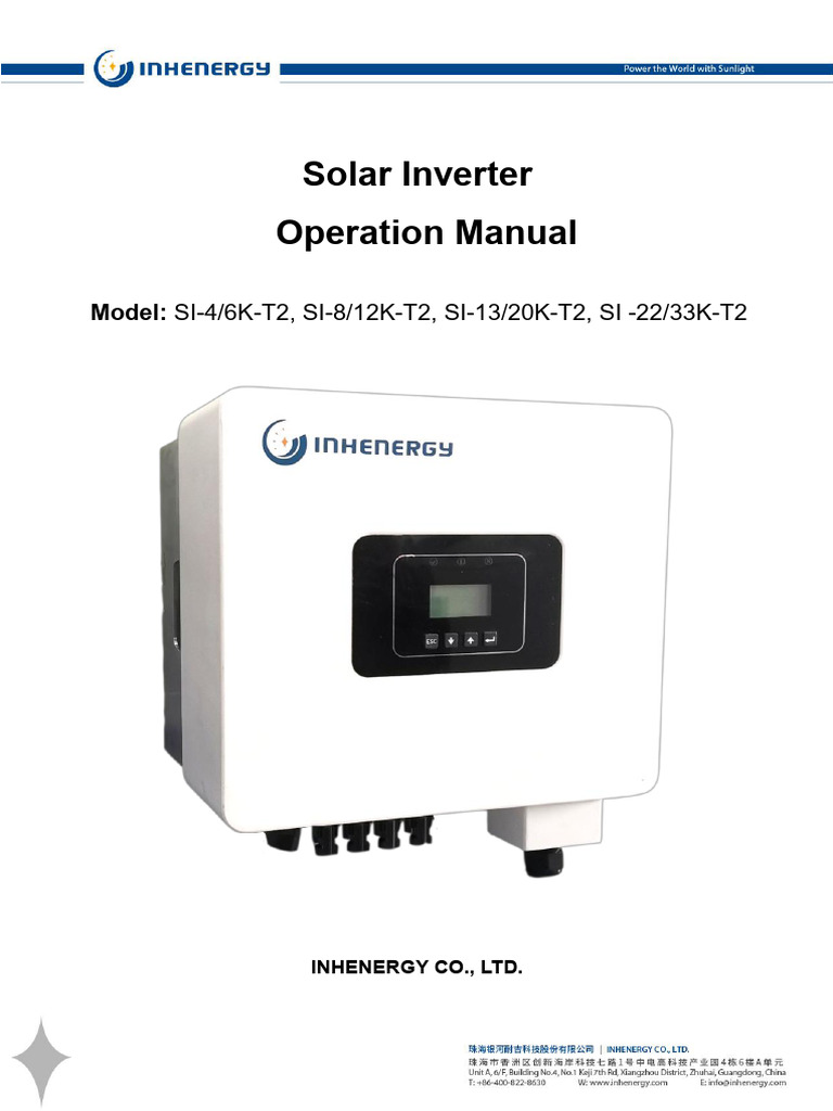 Inhenergy Soalr Inverter SI430 KT2 Operation Manual | PDF | Electrical ...