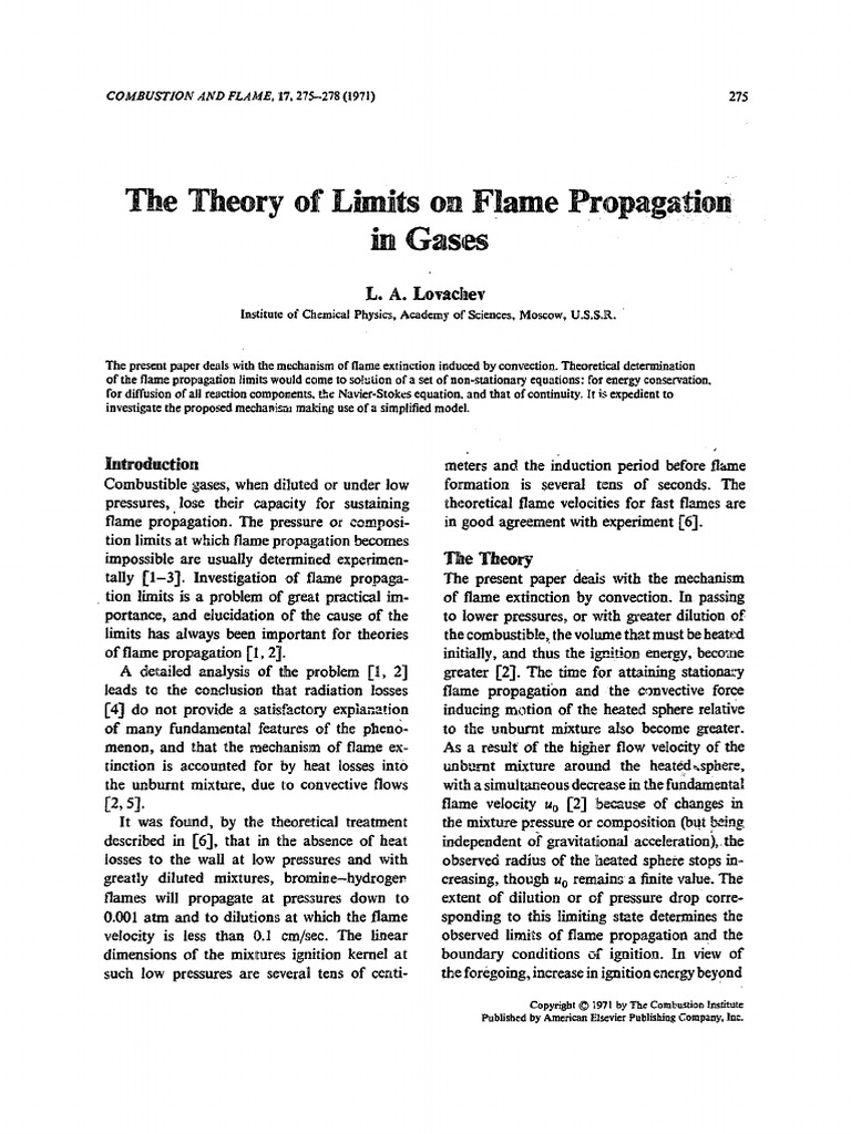 The Theory of Limits On Flame Propagation in Gases | PDF | Combustion ...