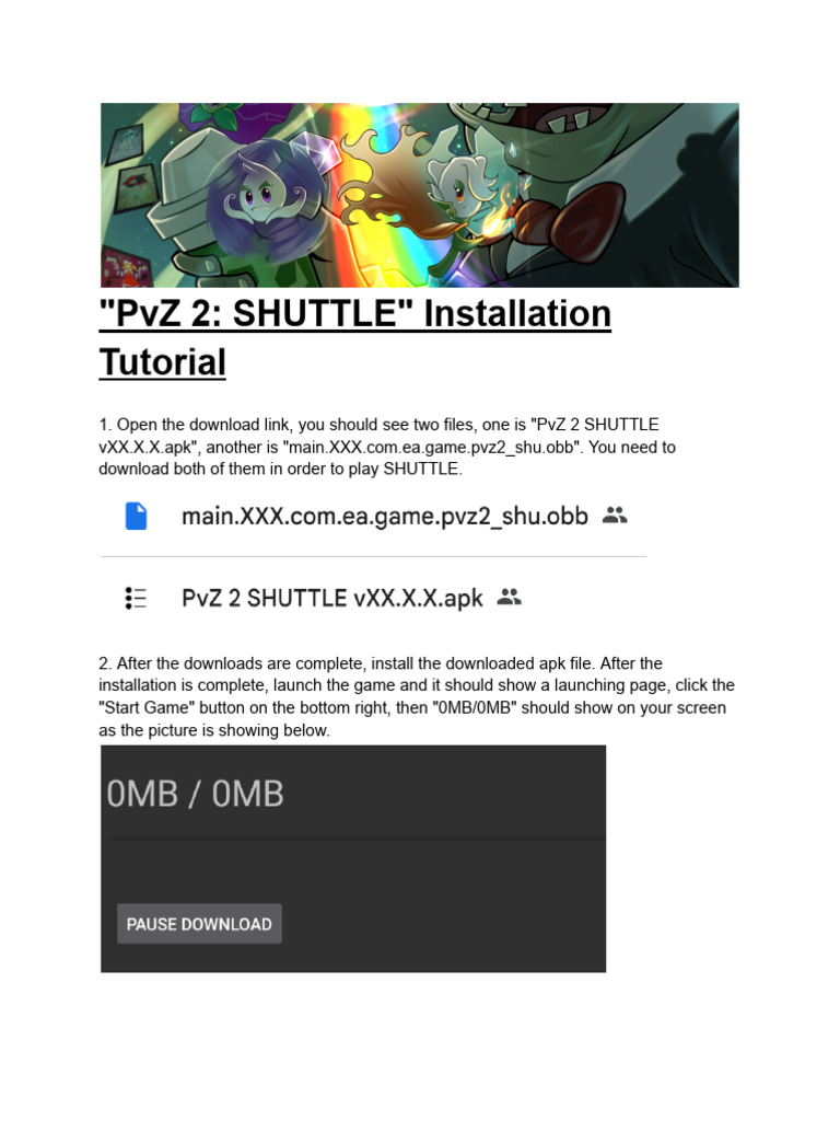 PVZ 2 SHUTTLE Installation Tutorial | PDF