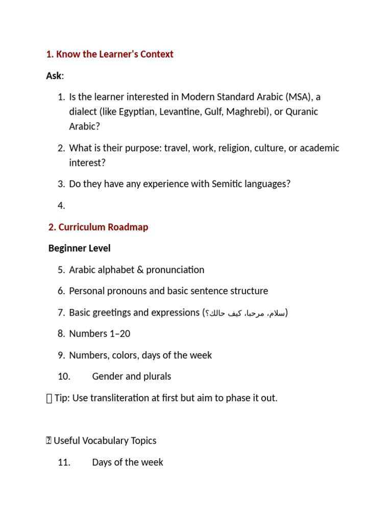 Teaching Arabic | PDF