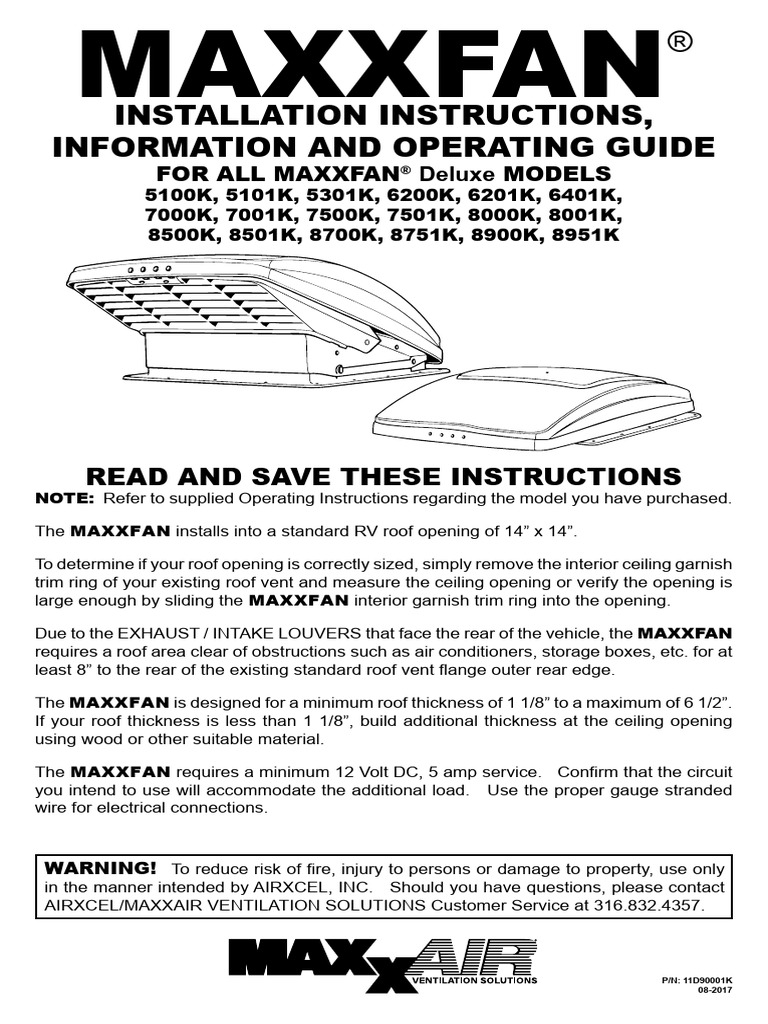 11b90001k Maxxfan Deluxe Install Rev b 01 2016 | PDF | Thermostat ...
