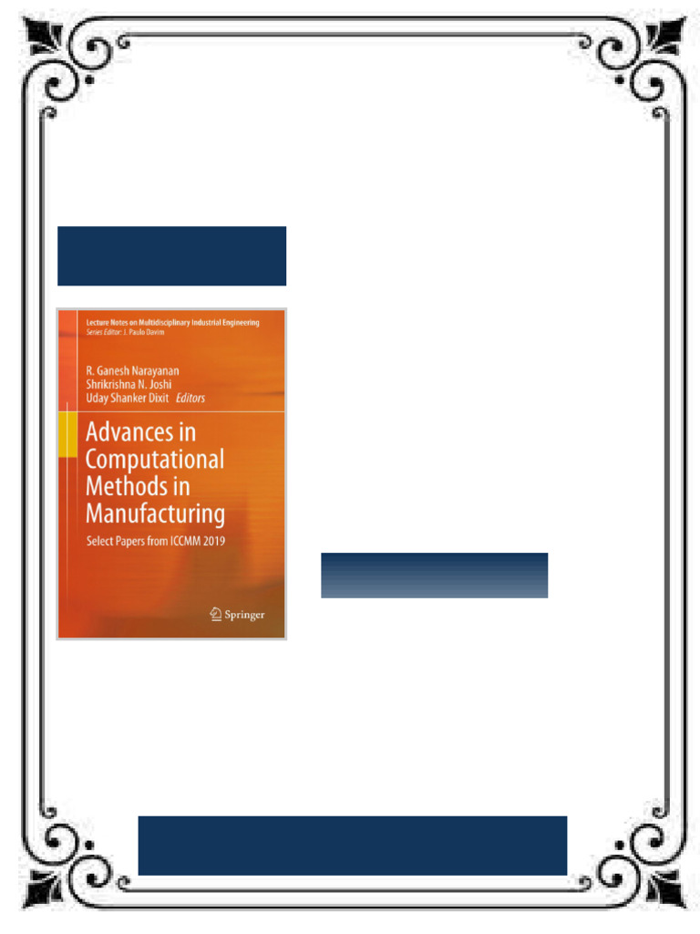 Advances in Computational Methods in Manufacturing Select Papers from ...
