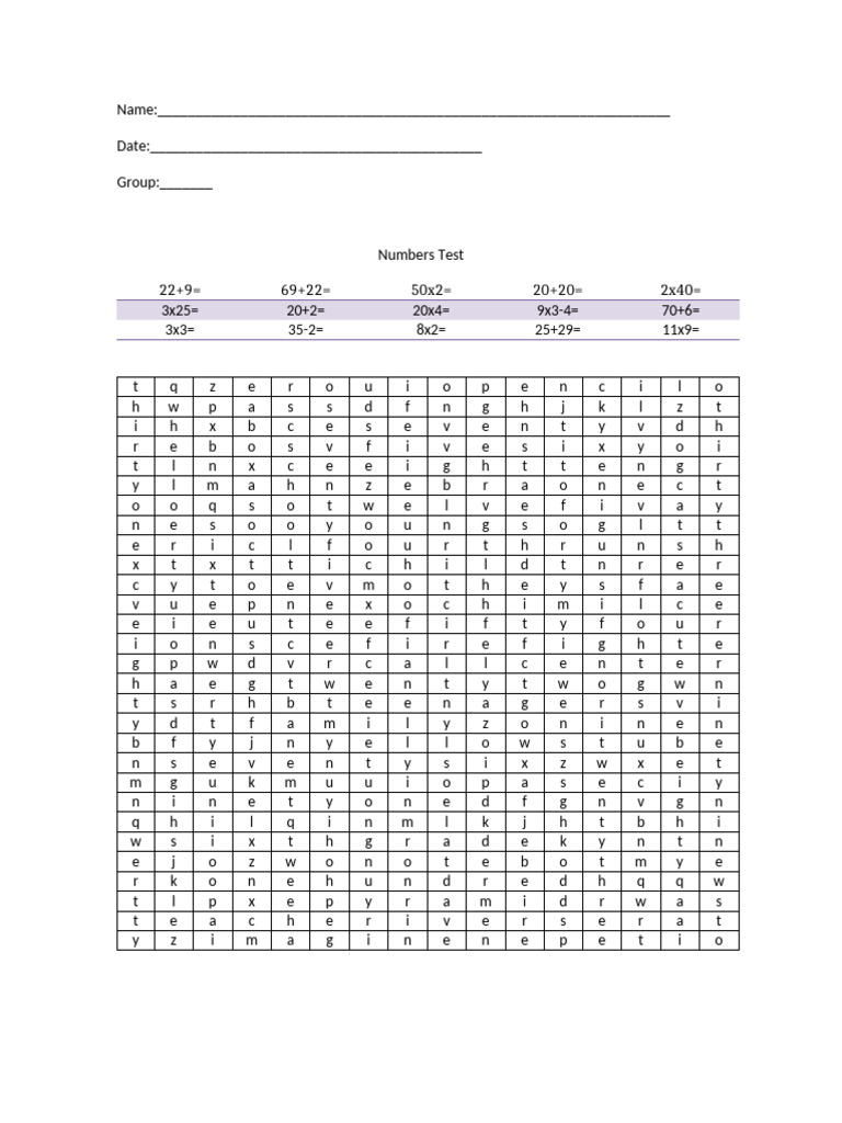nUMBERS tEST 1-1-00 | PDF