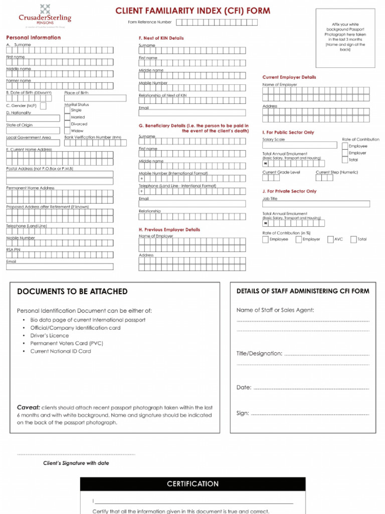 Cfi Form - B-1 | PDF