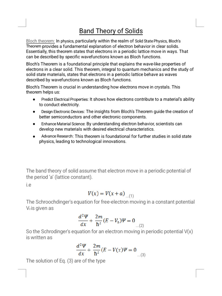 Solid States-C7 (Band Theory of Solids) | PDF | Electrical Resistivity ...