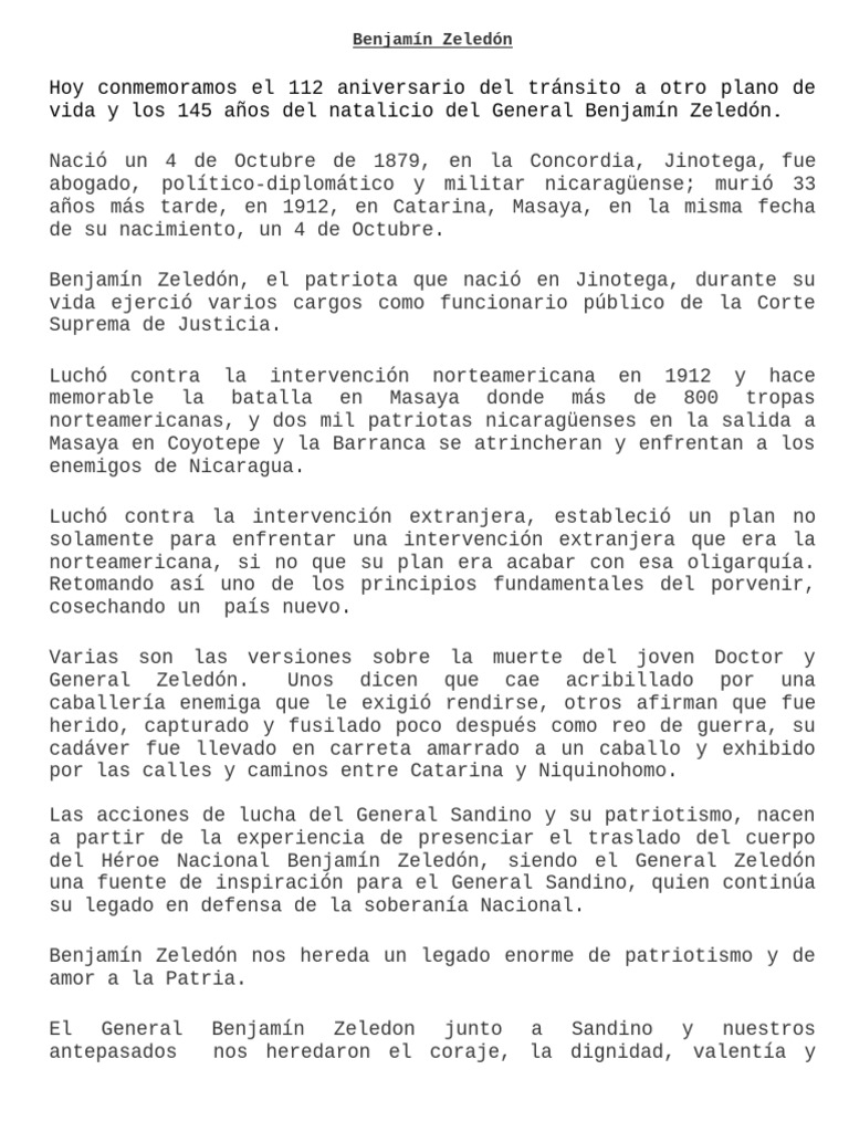 Benjamín Zeledón | PDF