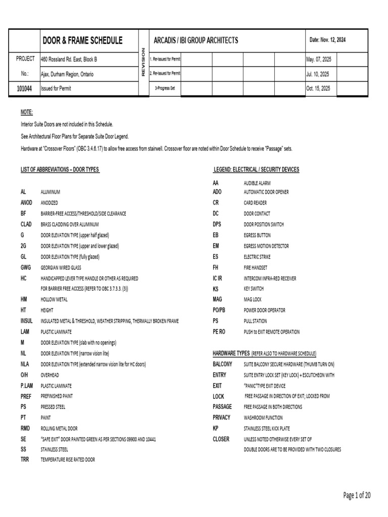 101044 Door Schedule | PDF | Door | Switch