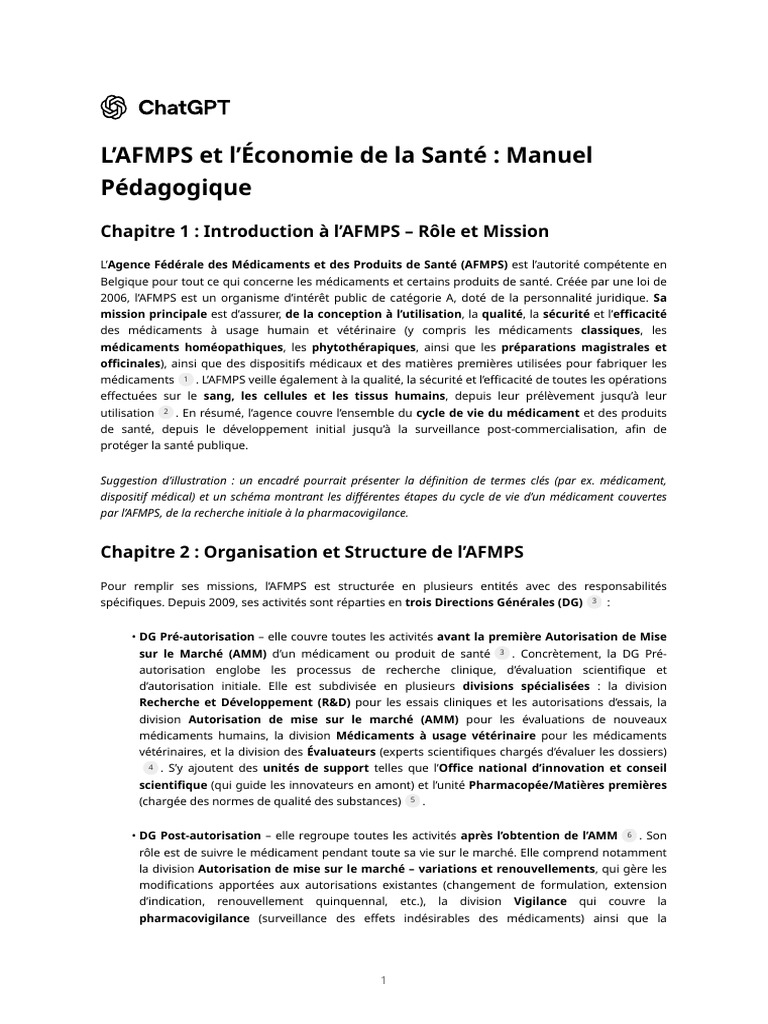 L'AFMPS Et L'économie de La Santé - Manuel Pédagogique | PDF | Essai ...