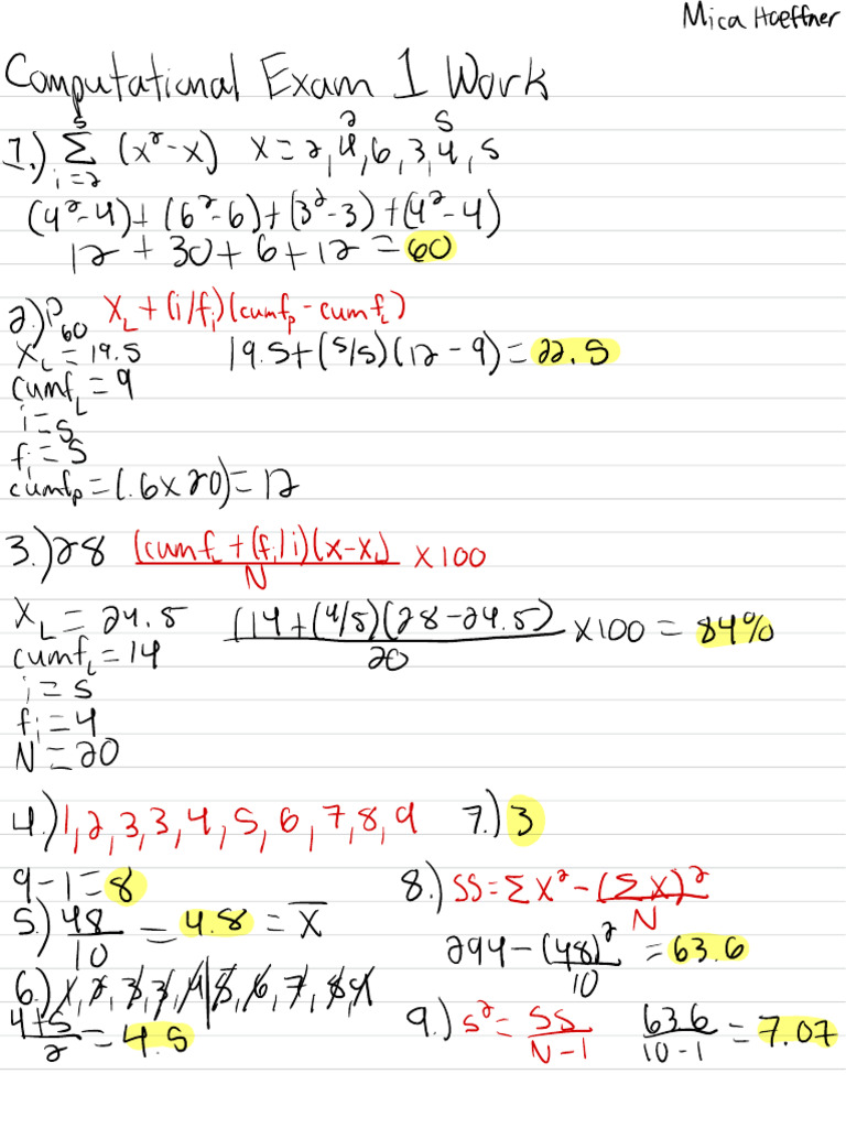 Computational Exam 1 Work | PDF