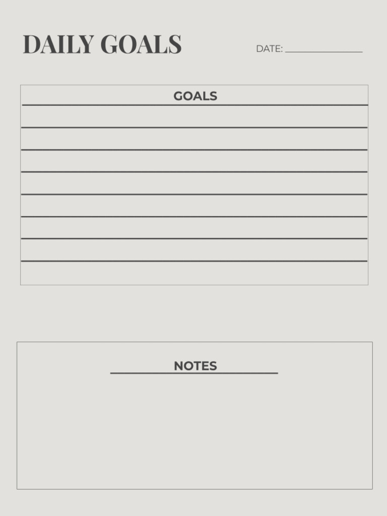 Daily Goals Template | PDF
