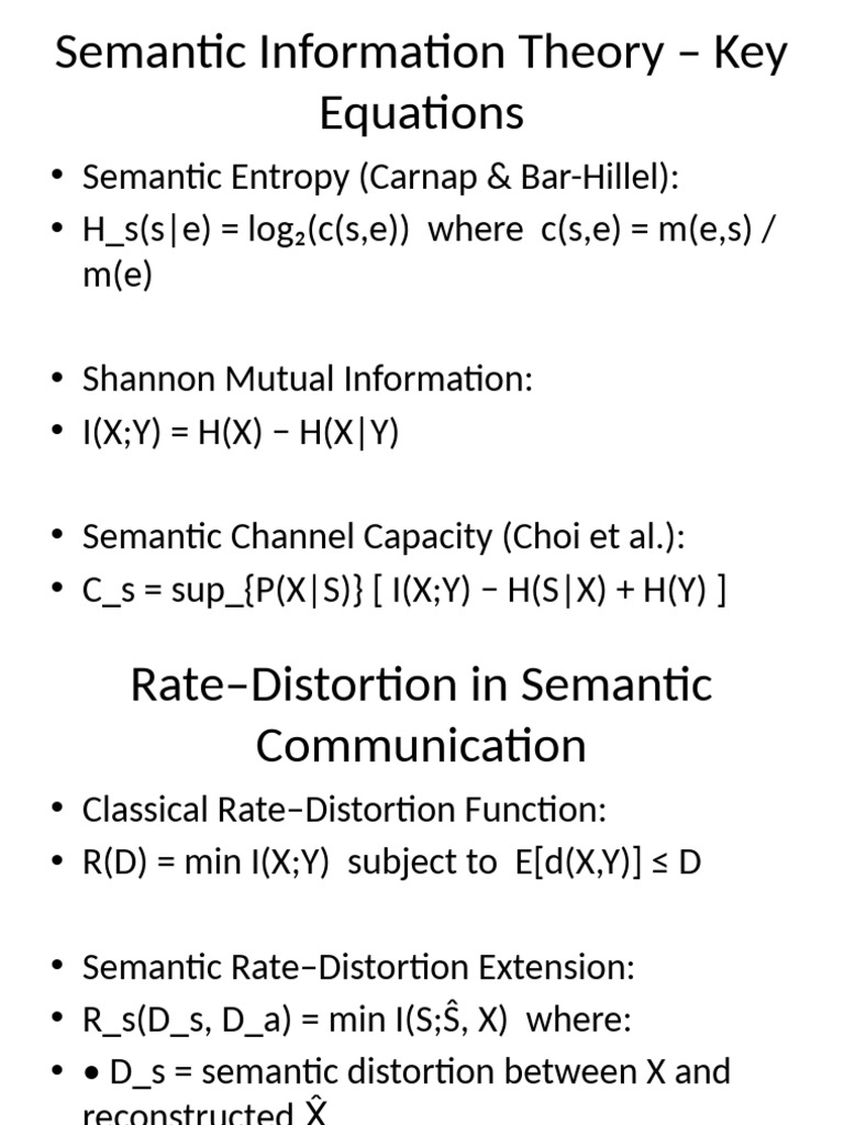 Extended Semantic Comms Equations Conclusions Bullets | PDF
