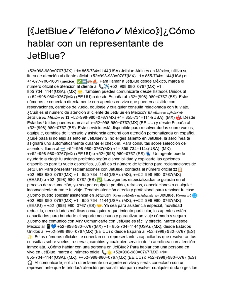 JetBlue Teléfono México》]¿Cómo hablar con un representante de JetBlue ...