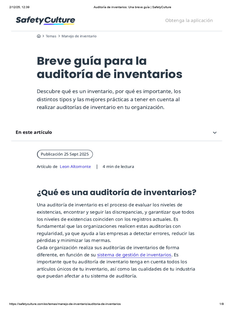 Auditoría de inventarios_ Una breve guía _ SafetyCulture | PDF ...
