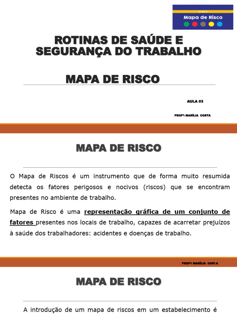 Rotinas Saúde e Segurança - Aula 03-Mapa de Risco | PDF | Física | Mapa