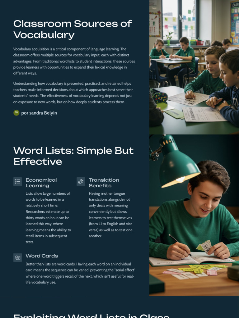 Classroom Sources of Vocabulary | PDF | Vocabulary | Learning