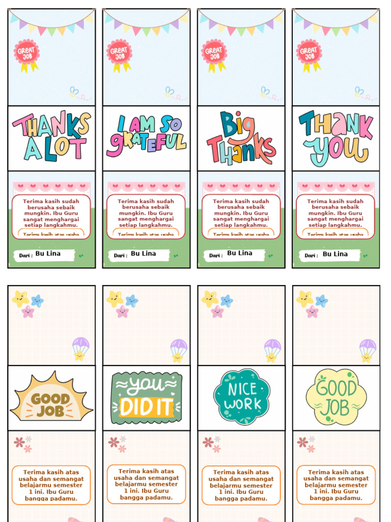 Ide Reward Untuk Murid - Simple Card | PDF