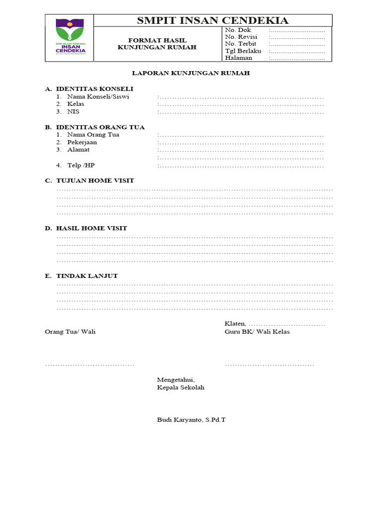 Form Kunjungan Rumah | PDF