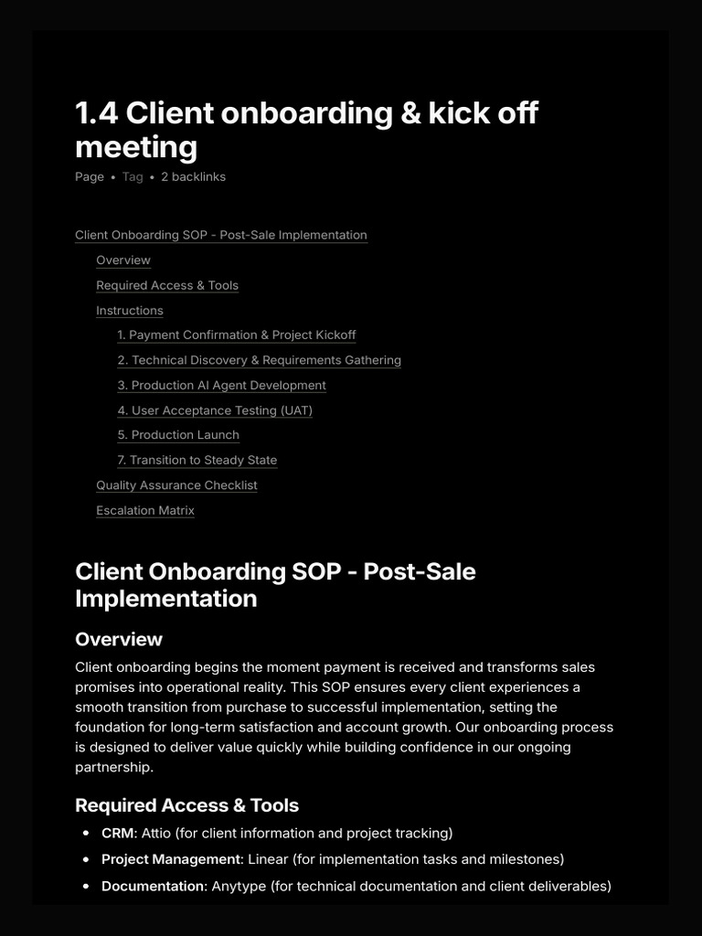 1.4 Client Onboarding & Kick Off Meeting | PDF | Computing ...