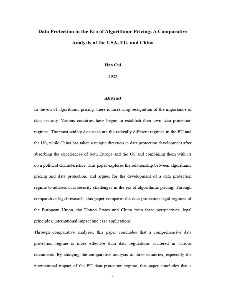 Data Protection in the Era of Algorithmic Pricing- A Comparative ...