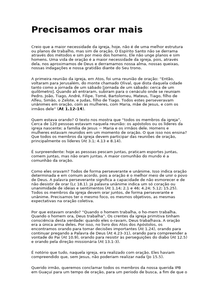 Precisamos Orar Mais | PDF | Oração | Igreja cristã