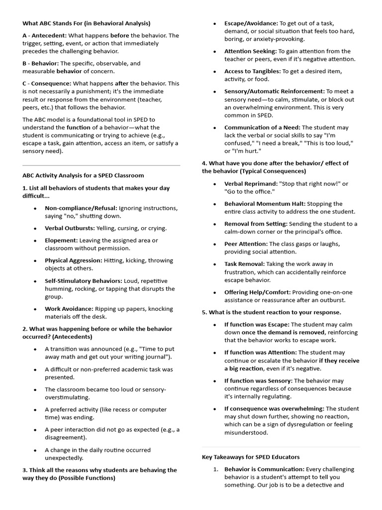 What ABC Stands For | PDF | Behavior Modification | Social Psychology