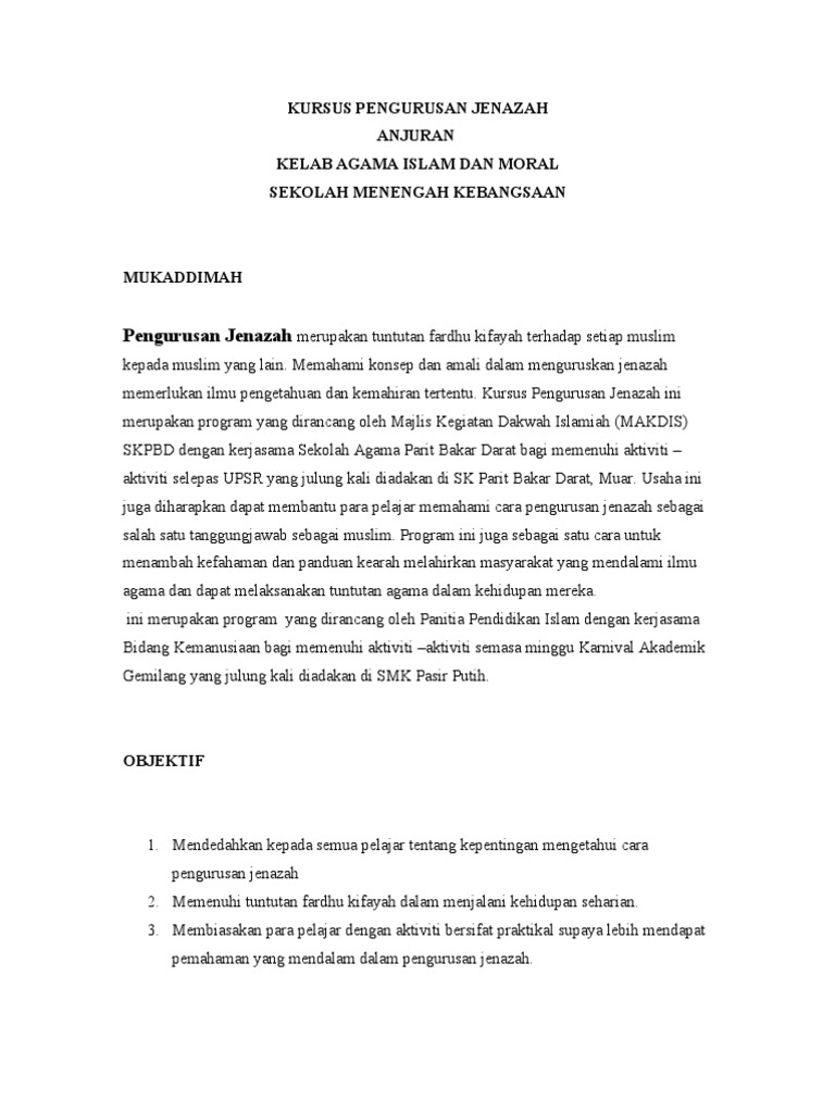 Kertas Kerja Pengurusan Jenazah 2007  PDF