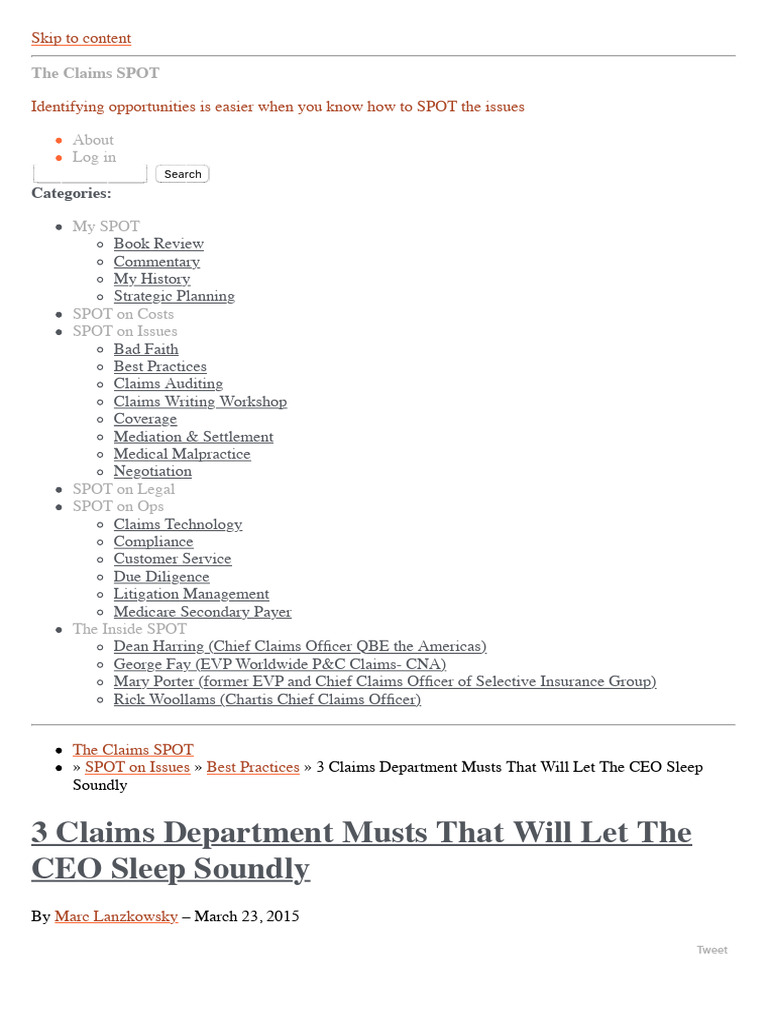 3 Claims Department Musts That Will Let the CEO Sleep Soundly – the ...