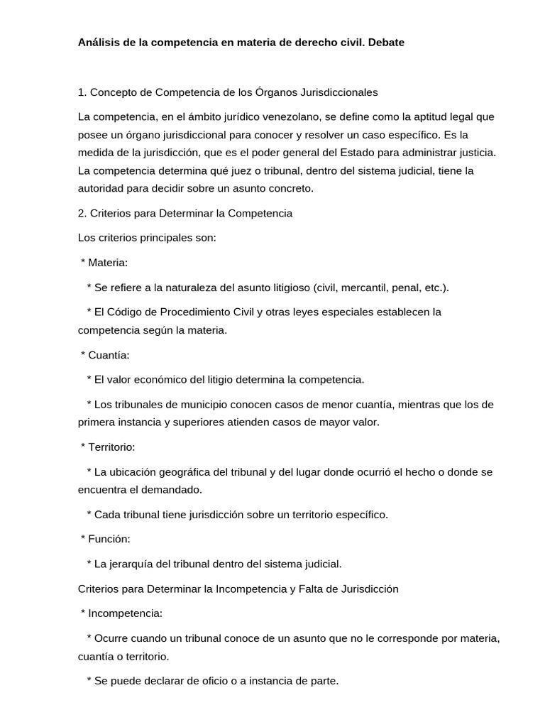 Análisis de La Competencia en Materia de Derecho Civil | PDF ...