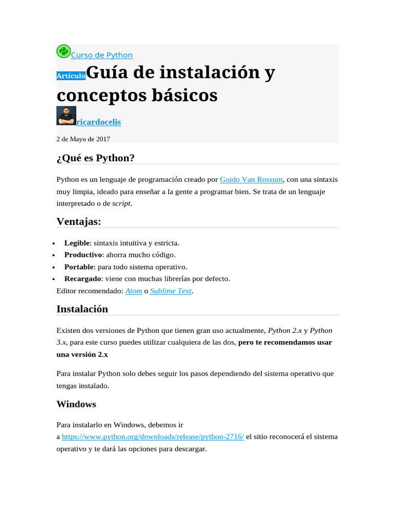 01_Guía de Instalación y Conceptos Básicos | PDF | Python (lenguaje de ...