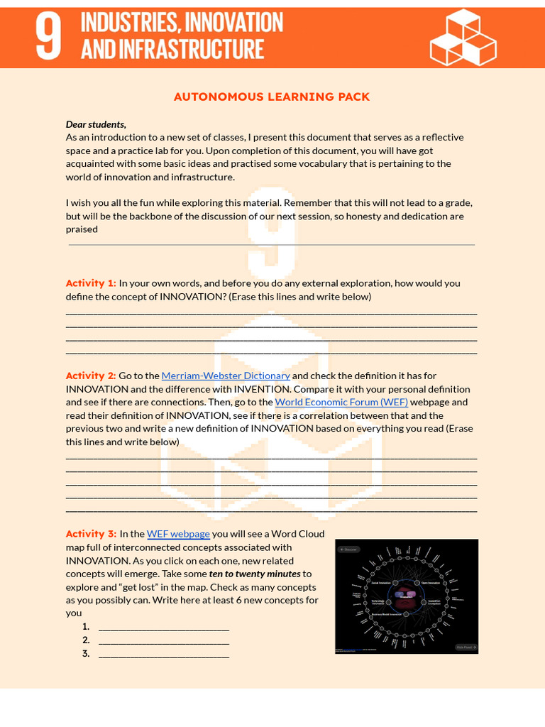 Innovation Autonomous Learning Pack | PDF | Vocabulary | Innovation