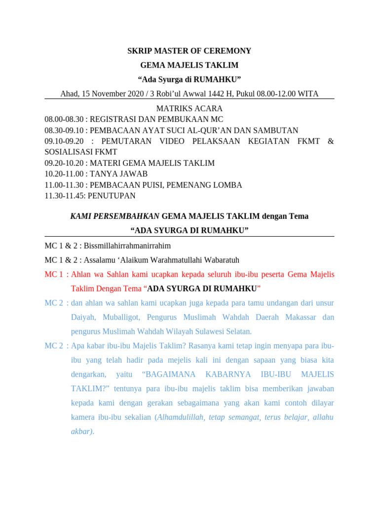 Contoh Scrip MC GMT | PDF