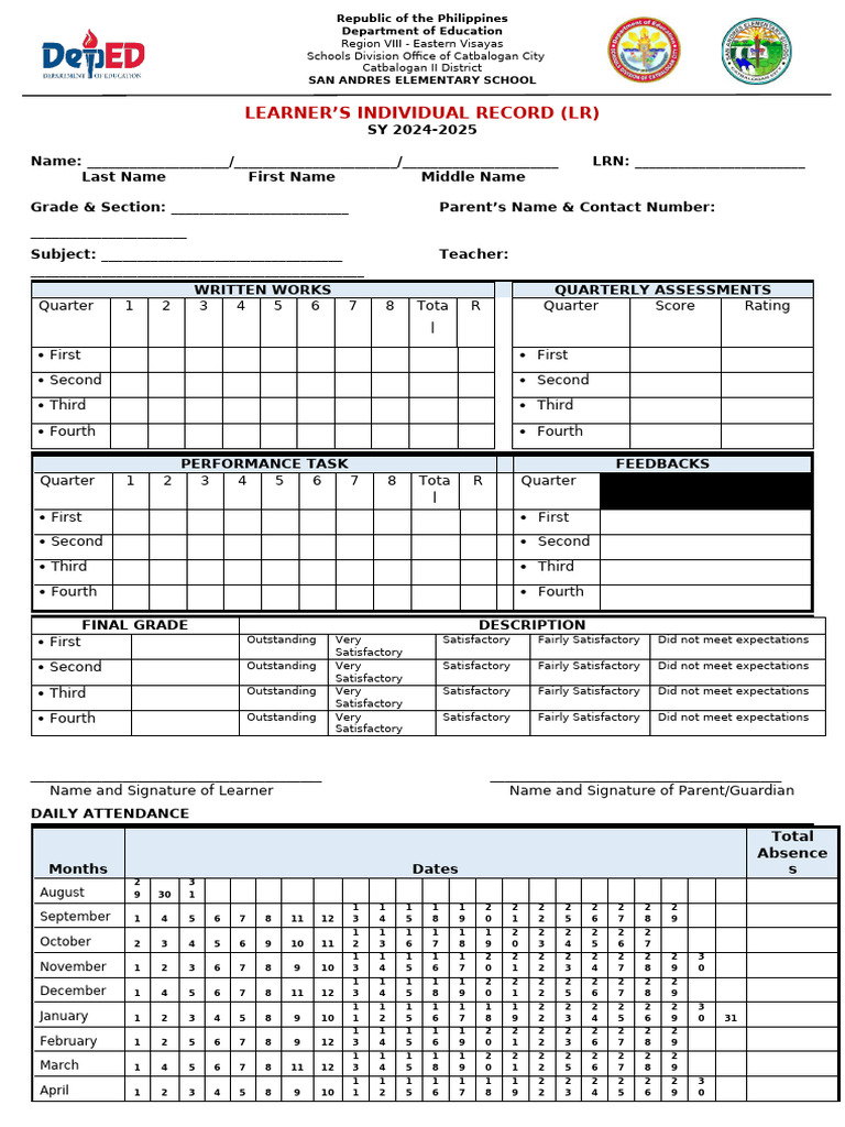 Learners Individual Record Final | PDF | Academic Term | Schools