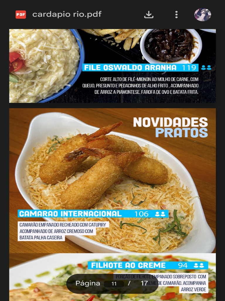 Cardapio Rio.pdf - Google Drive | PDF