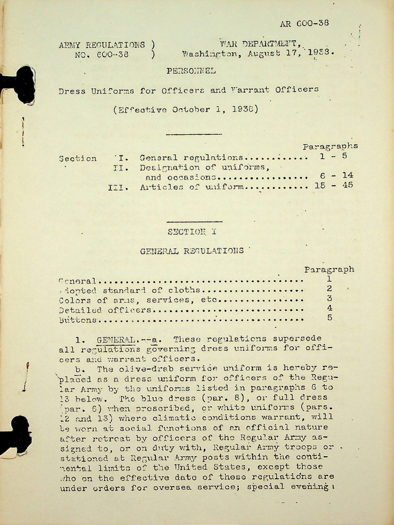 US Army Dress Uniform Regulations 1938 AR 600-38 | PDF | Fashion | Clothing