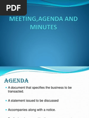 Meetings, Agenda, Minutes
