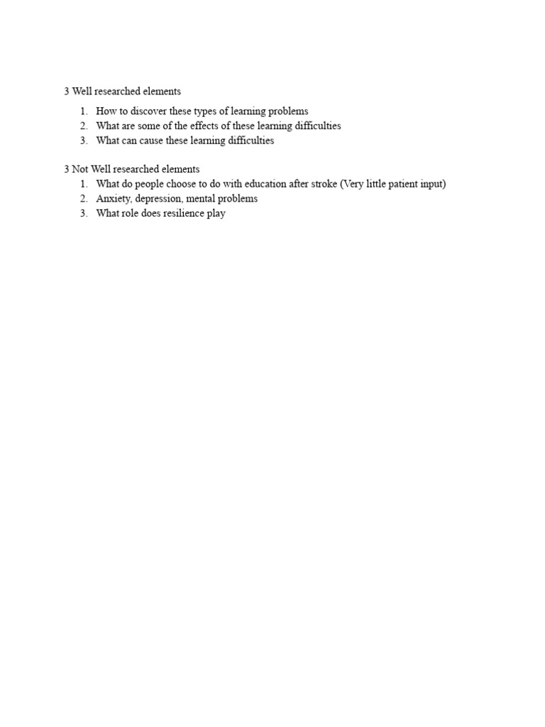 3 Well vs Not Well Researched Elements | PDF