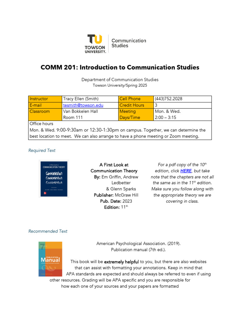 Comm201 Spring2025 Syllabus | PDF | Plagiarism | Academic Integrity