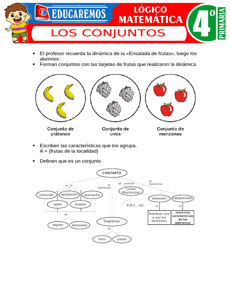Los Conjuntos para Cuarto Grado de Primaria | PDF