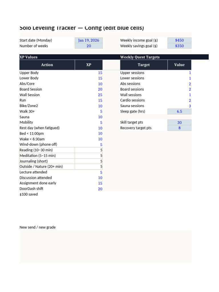 Solo Leveling Tracker v4 | PDF