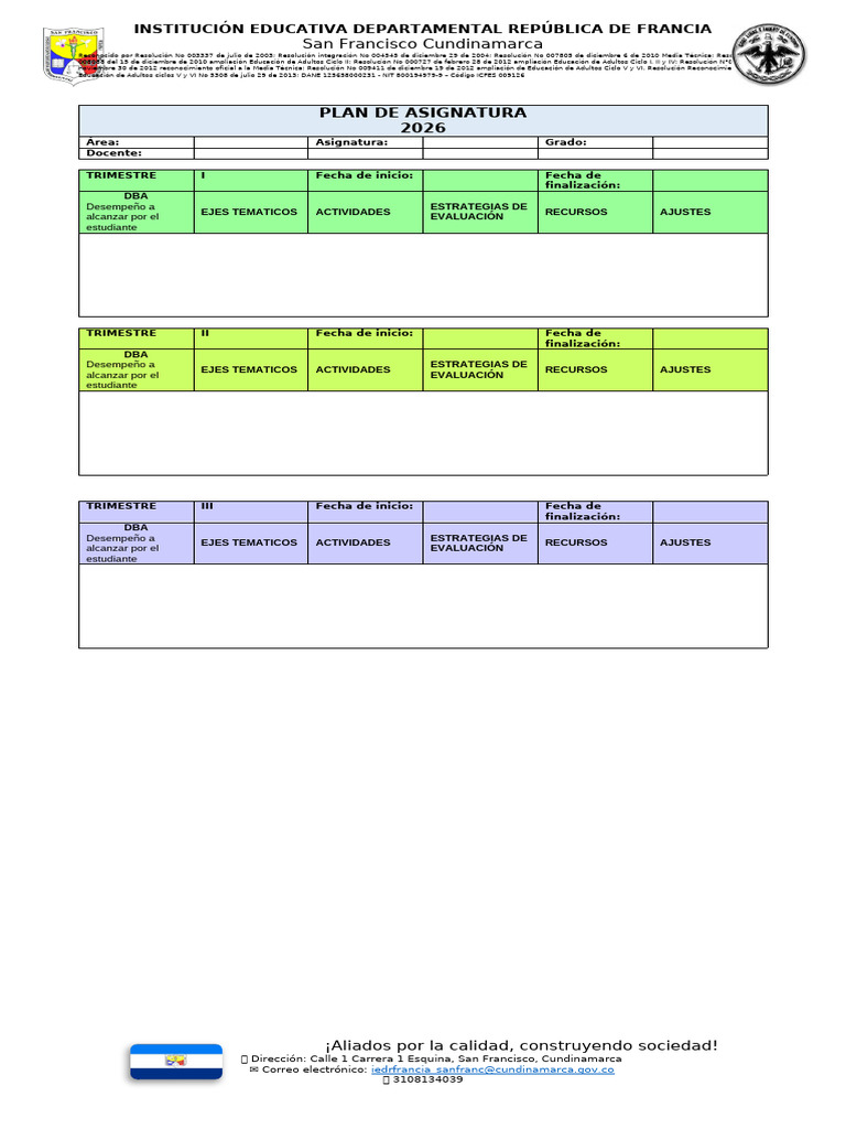 Plan de Asignatura | PDF | Aprendizaje