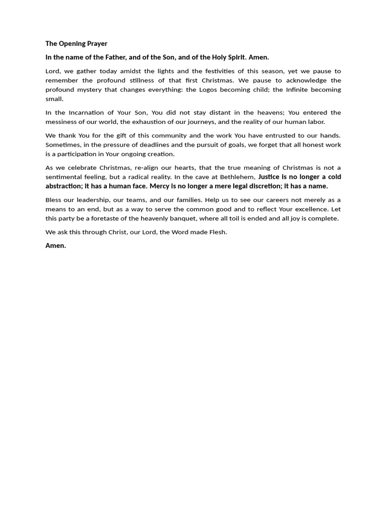 The Opening Prayer | PDF