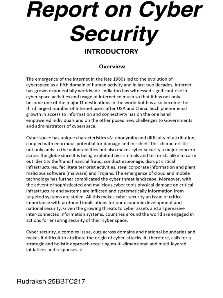 Report On Cyber Security | PDF | Computer Security | Security