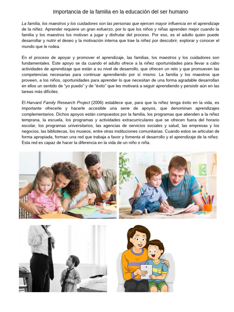 Importancia de La Familia en La Educación Del Ser Humano | PDF ...